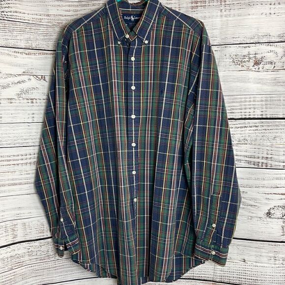 Ralph Lauren Shirt Mens large plaid button Up preppy cotton - Picture 1 of 9